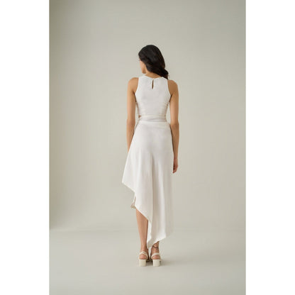 No Grey Area White Draped Dress