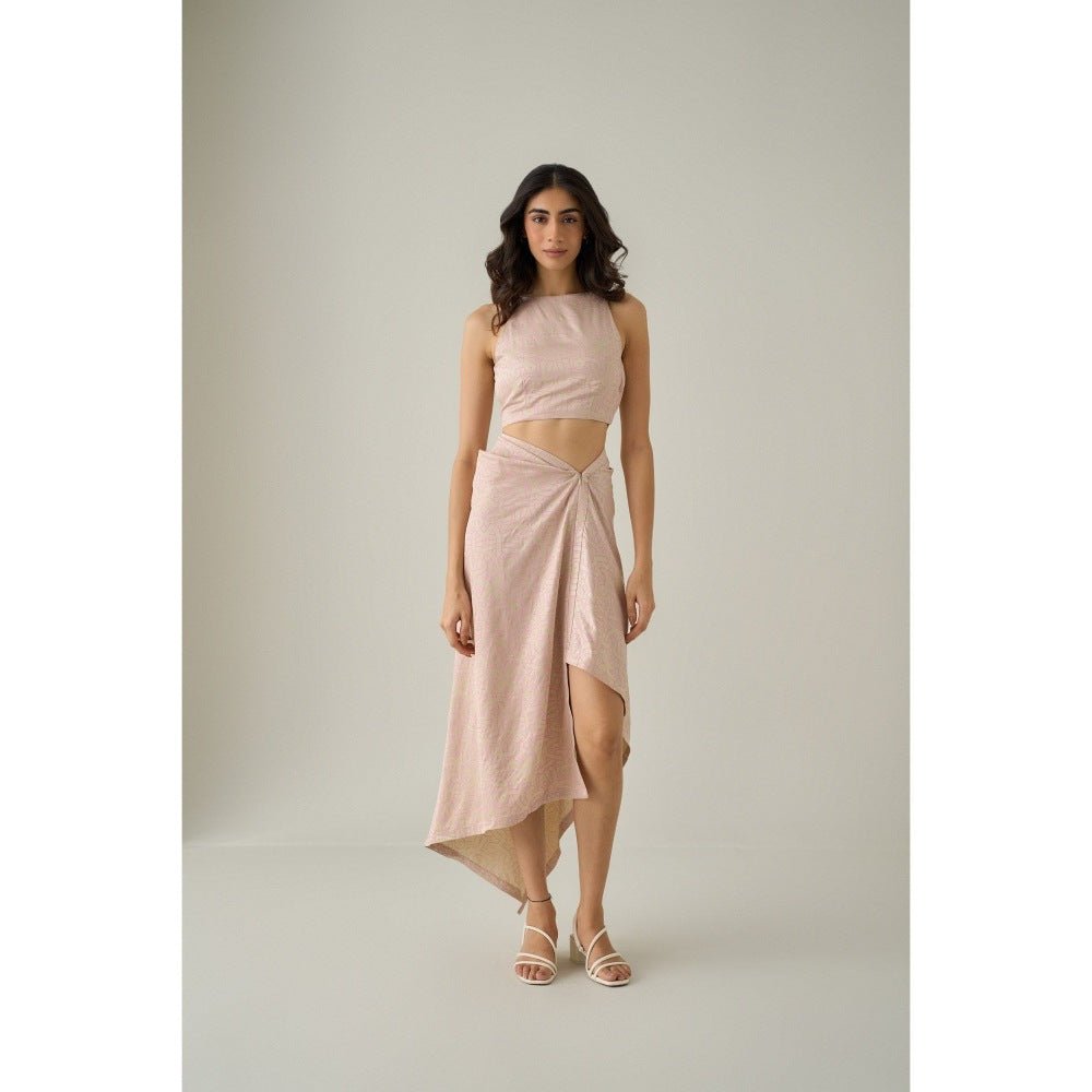 No Grey Area Beige Draped Dress