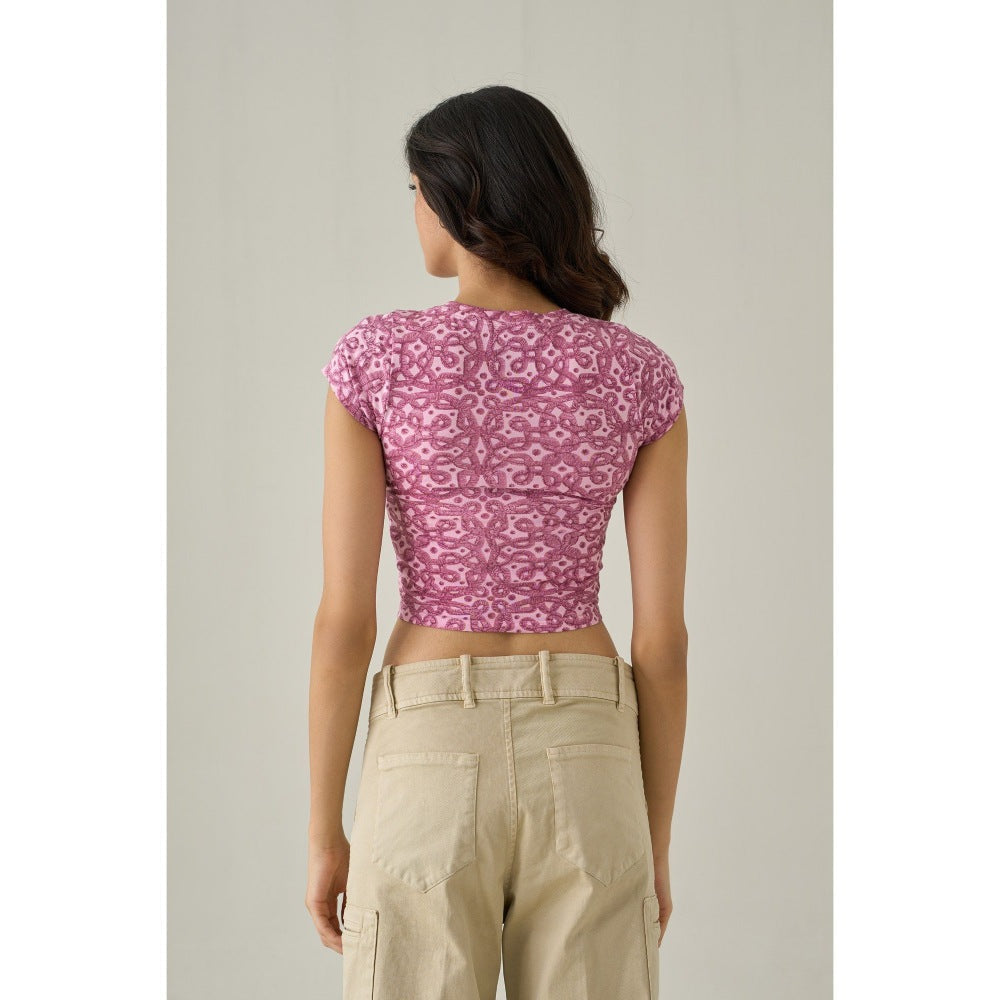 No Grey Area Pink Kolam Crop Top