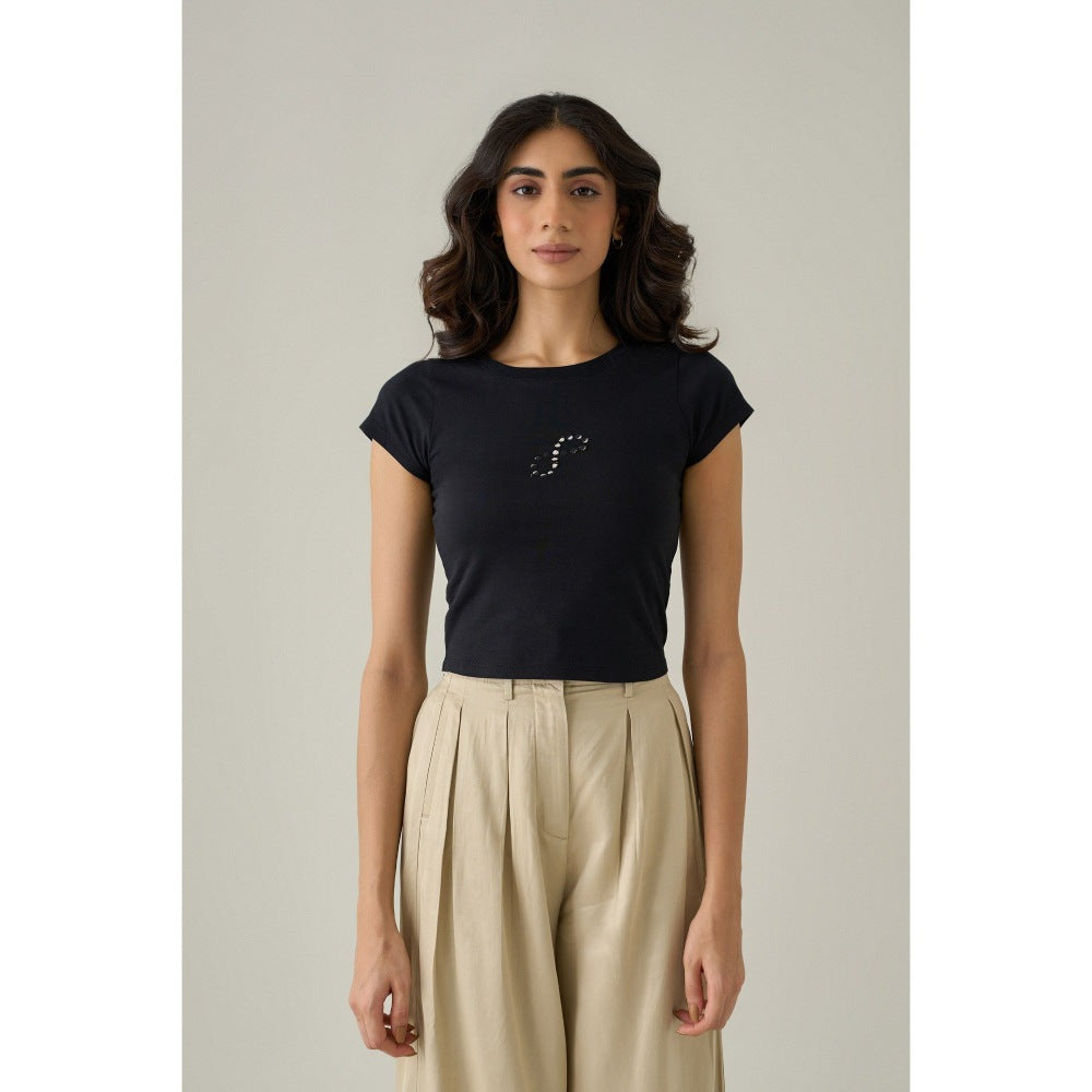 No Grey Area Navy Blue Moon Analemma Top