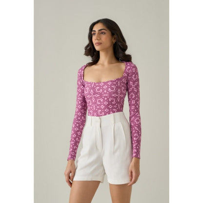 No Grey Area Pink Long Sleeve Bodysuit Top