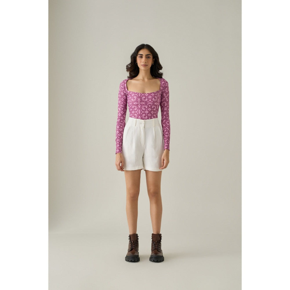 No Grey Area Pink Long Sleeve Bodysuit Top