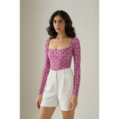 No Grey Area Pink Long Sleeve Bodysuit Top