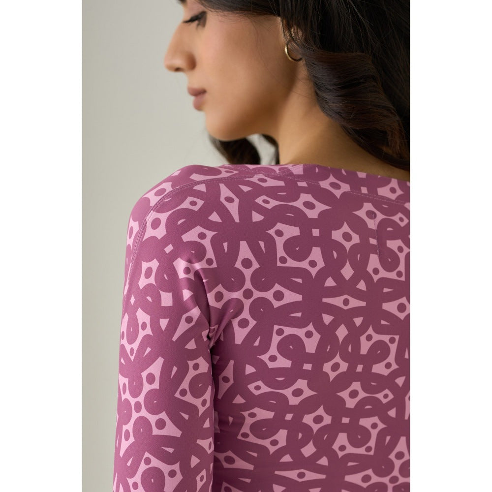 No Grey Area Pink Long Sleeve Bodysuit Top