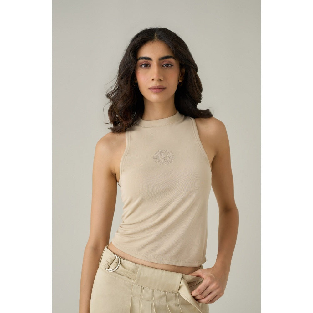 No Grey Area Beige Third Eye Tank Top