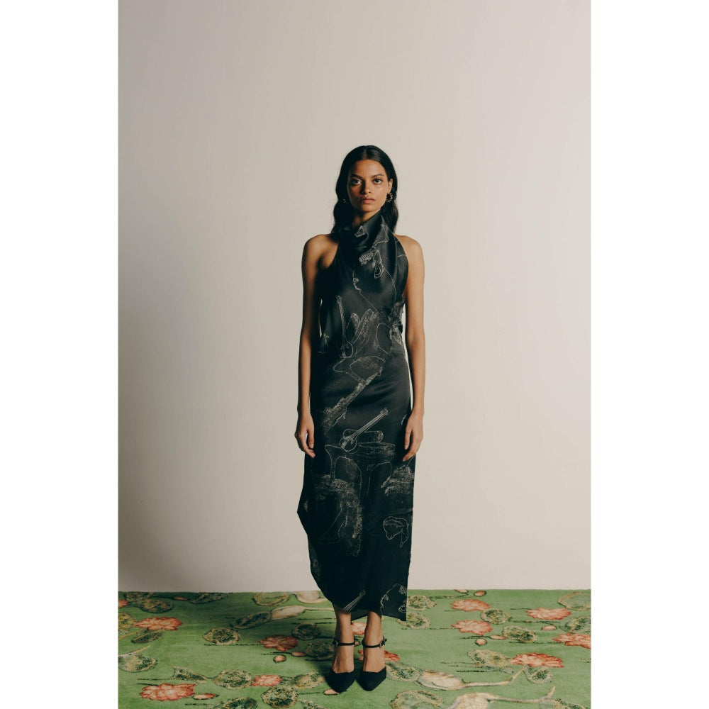 No Grey Area Surrealist Draped Dress