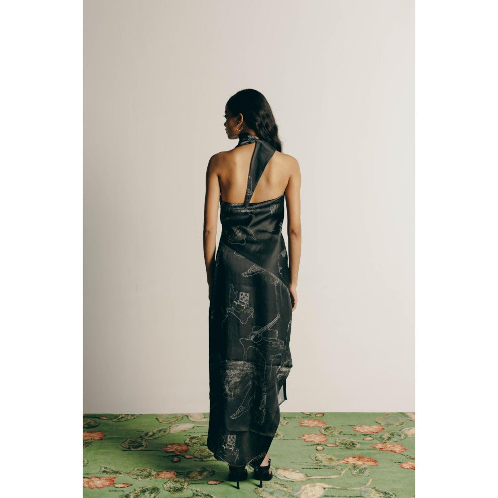 No Grey Area Surrealist Draped Dress