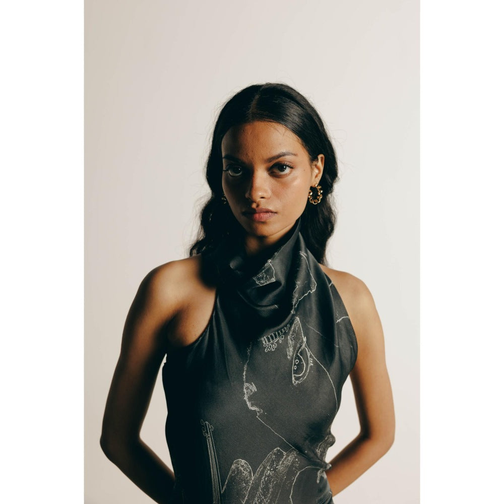 No Grey Area Surrealist Draped Dress