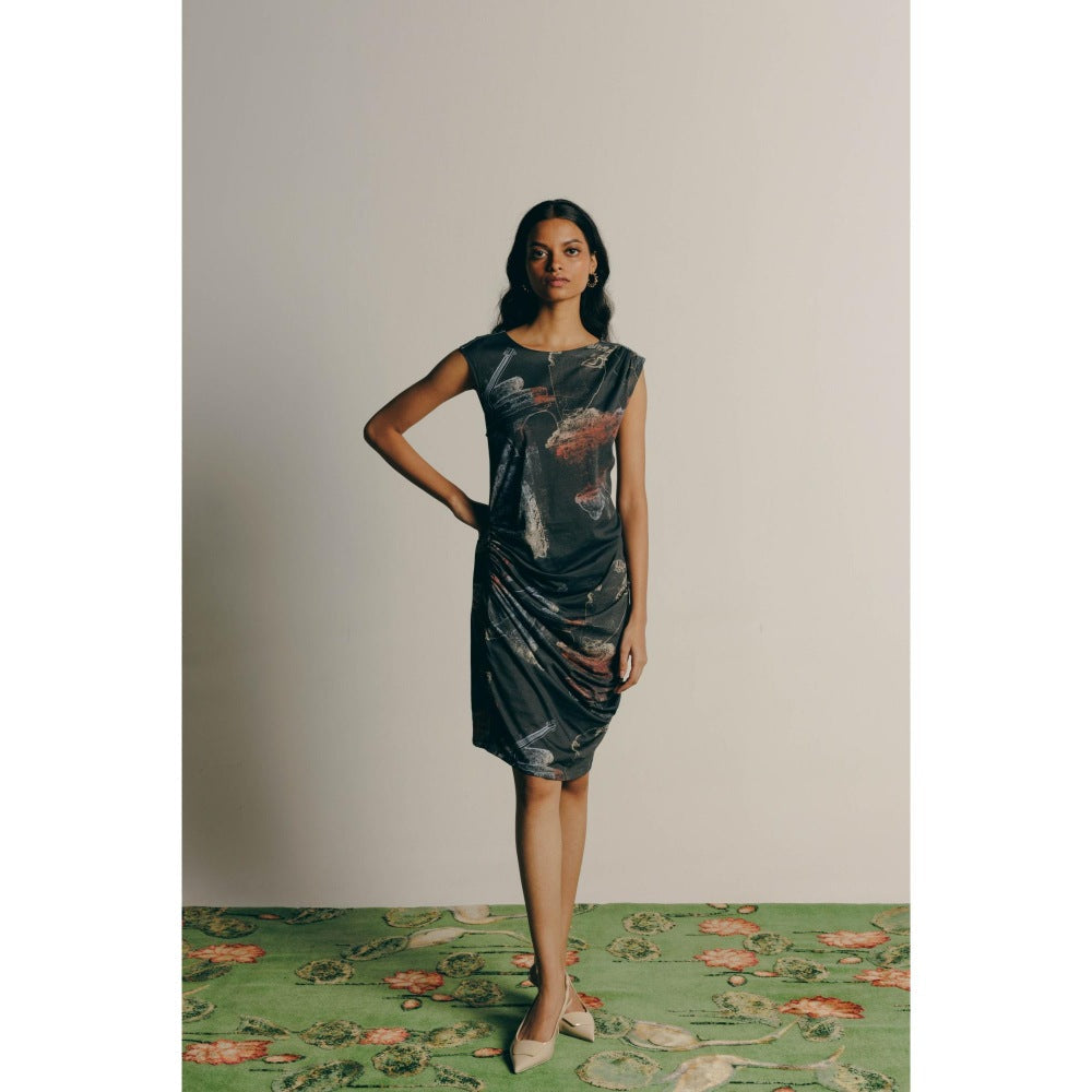 No Grey Area Surrealist Outline Jersey Dress