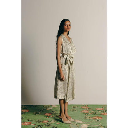 No Grey Area Watercolour Kolam Trench Dress with Belt (Set of 2)