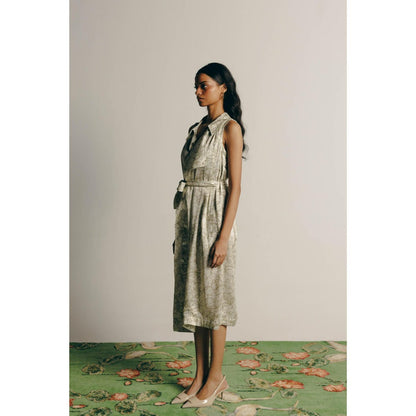 No Grey Area Watercolour Kolam Trench Dress with Belt (Set of 2)