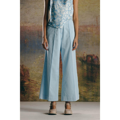 No Grey Area Blue Wide Twill Pant