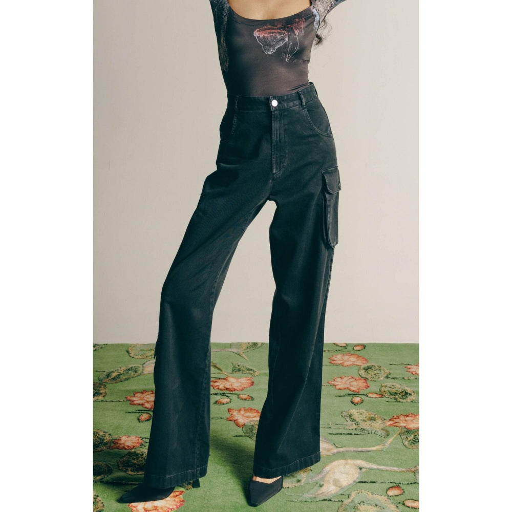 No Grey Area Black Washed Twill Cargos