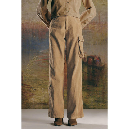 No Grey Area Beige Corduroy Cargos