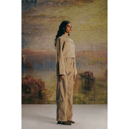 No Grey Area Beige Corduroy Cargos