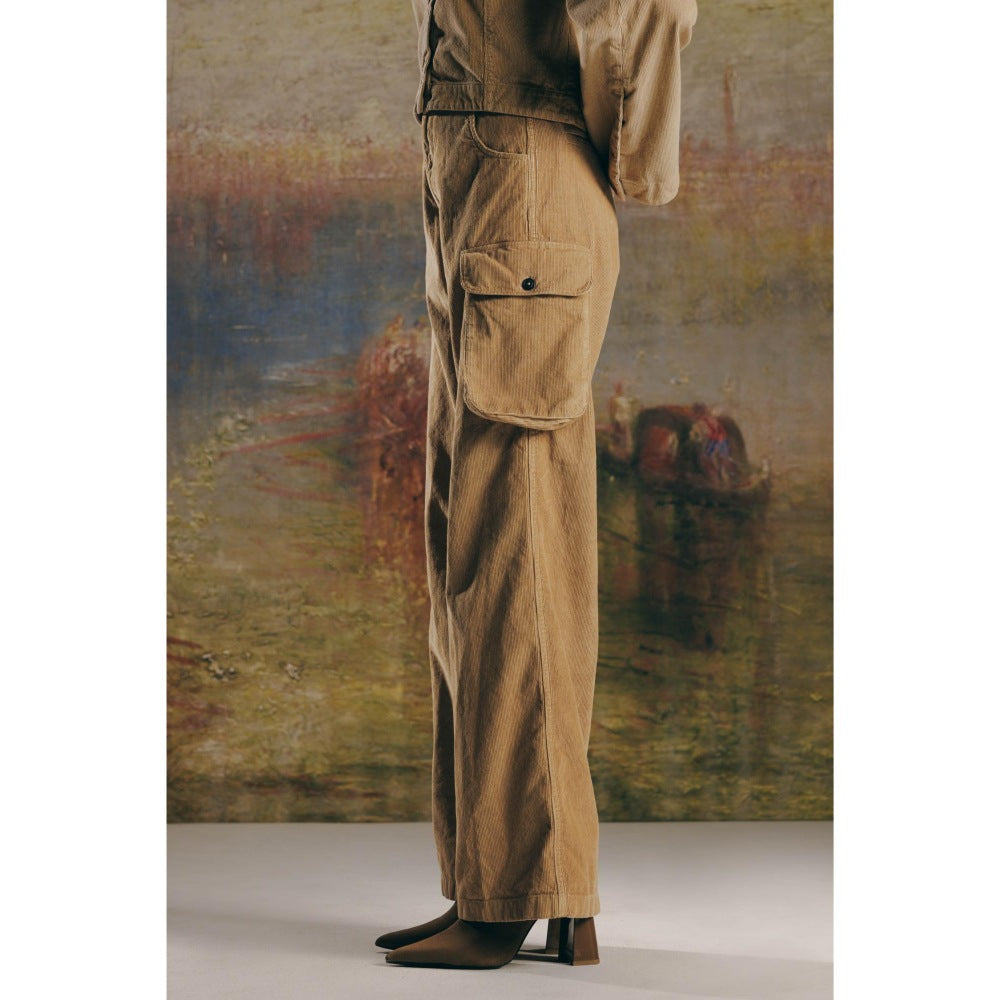 No Grey Area Beige Corduroy Cargos