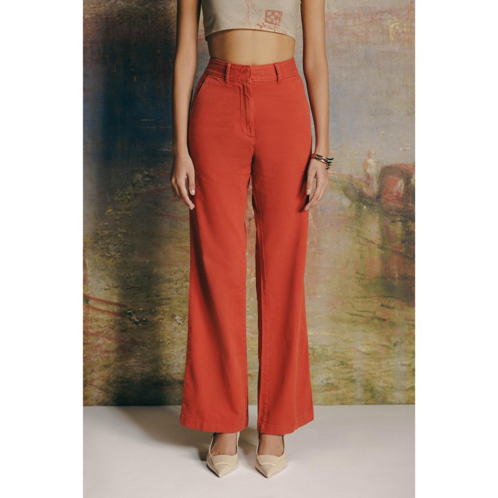No Grey Area Rust Bootcut Twill Pant