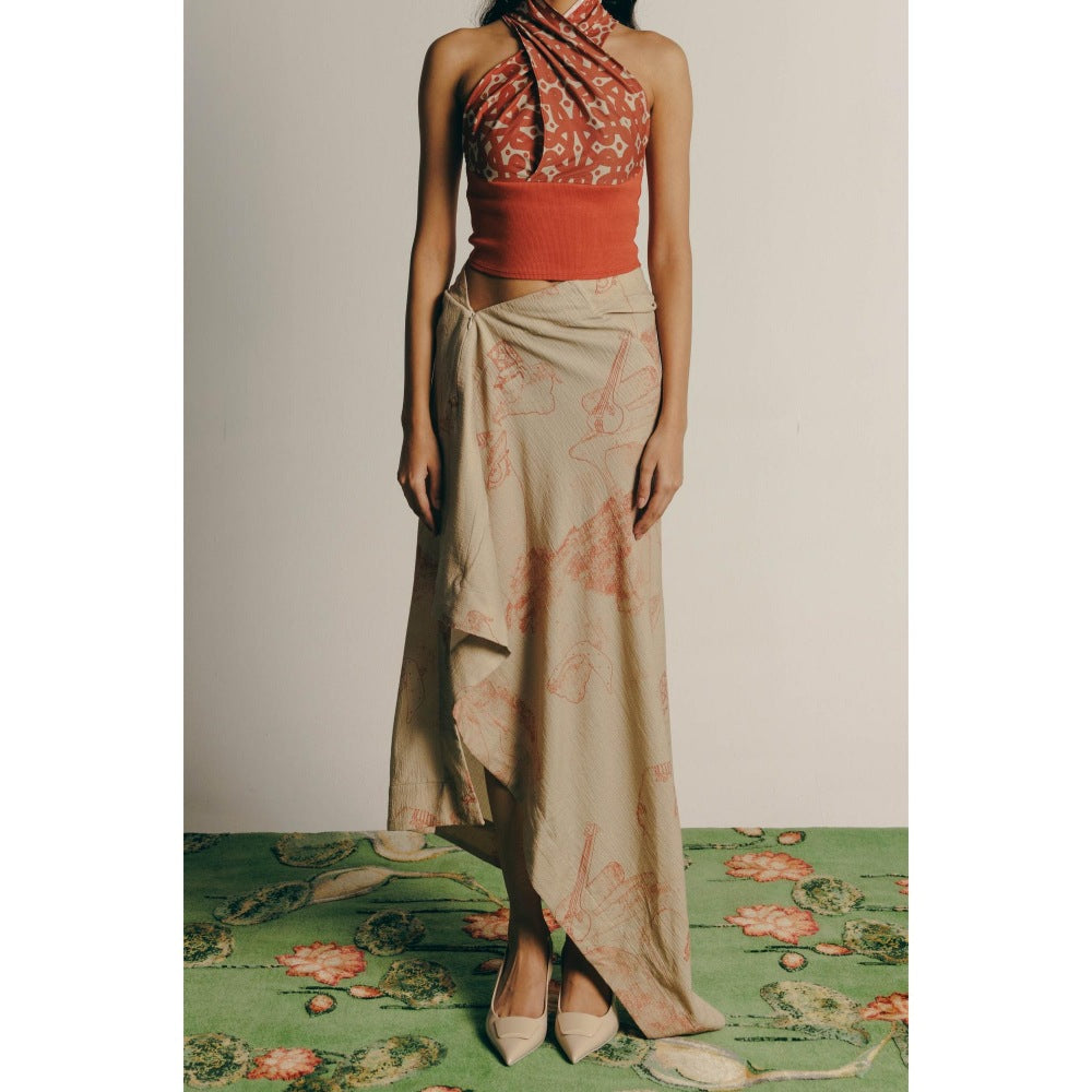 No Grey Area Surrealist Outline Draped Skirt