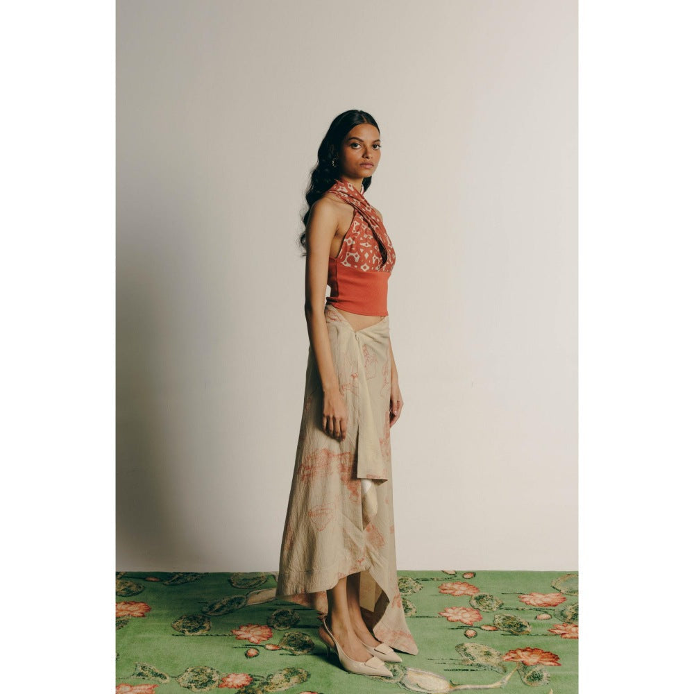 No Grey Area Surrealist Outline Draped Skirt