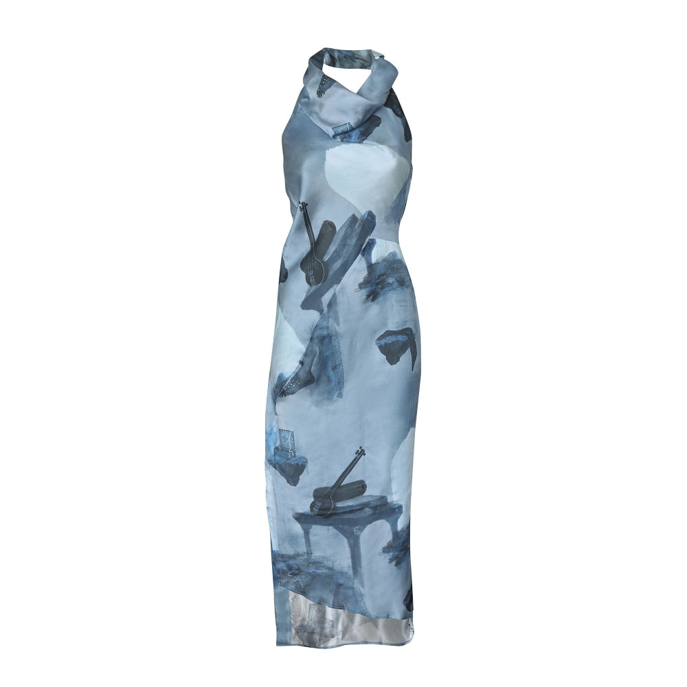 No Grey Area Surrealist Tonal Draped Dress