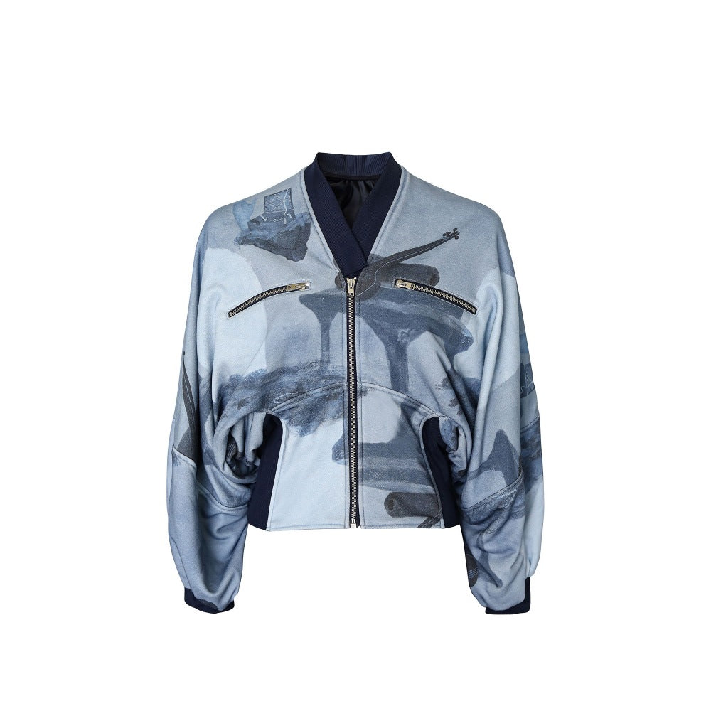 No Grey Area Surrealist Directional Bomber Jacket