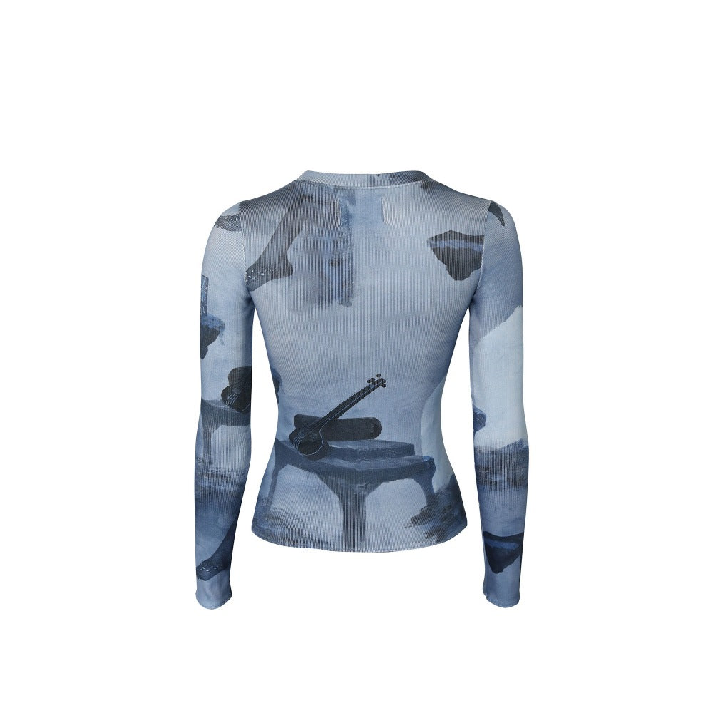 No Grey Area Surrealist Tonal Rib Top