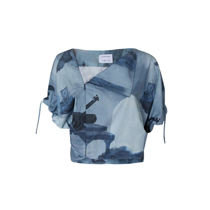 No Grey Area Tonal Surrealist Lapel Top