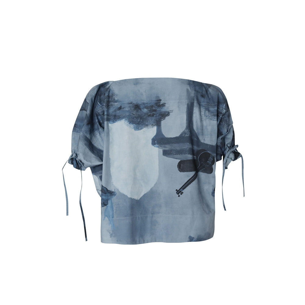 No Grey Area Tonal Surrealist Lapel Top