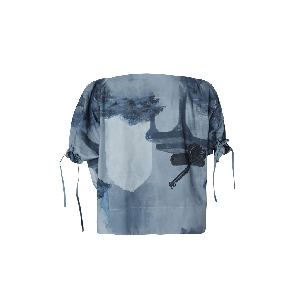 No Grey Area Tonal Surrealist Lapel Top