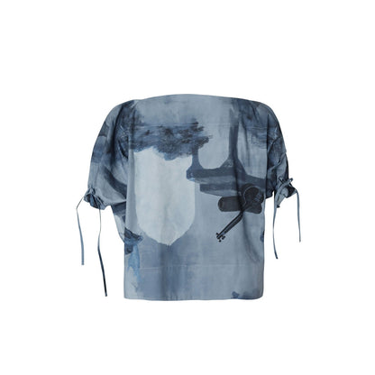 No Grey Area Tonal Surrealist Lapel Top