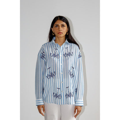 No Grey Area Blue Swinging Jhoomar Shirt