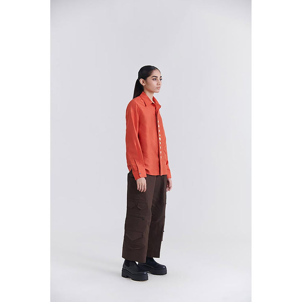 No Grey Area Orange Lily Bloom Boxy Shirt