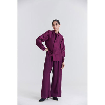 No Grey Area Purple Satin Boxy Shirt