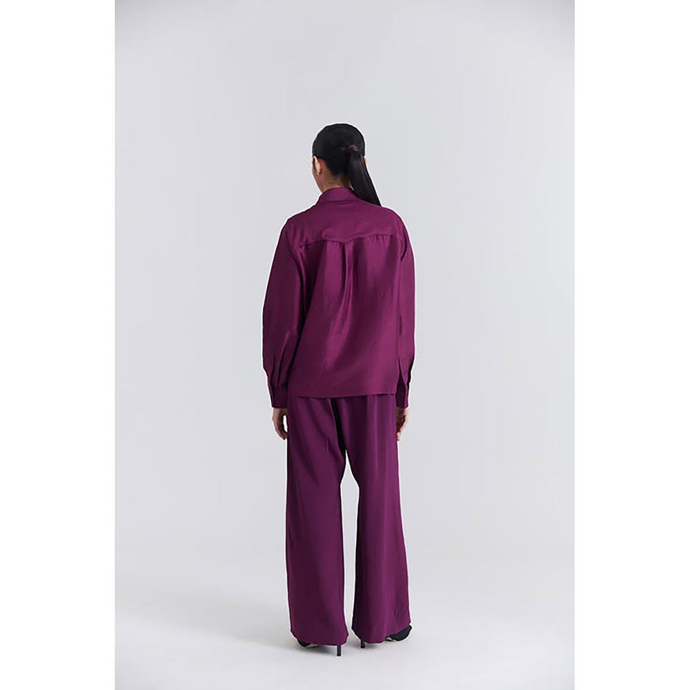 No Grey Area Purple Satin Boxy Shirt