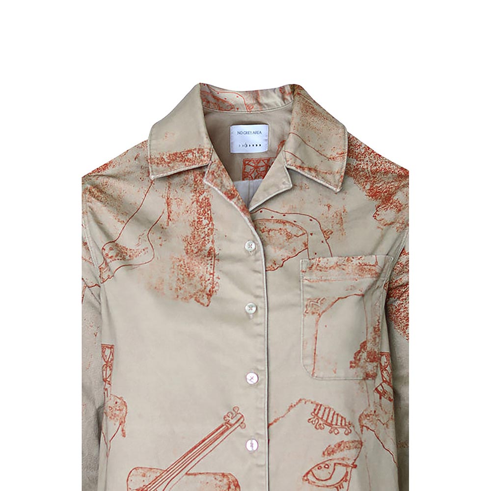 No Grey Area Grey Surrealist Outline Overshirt