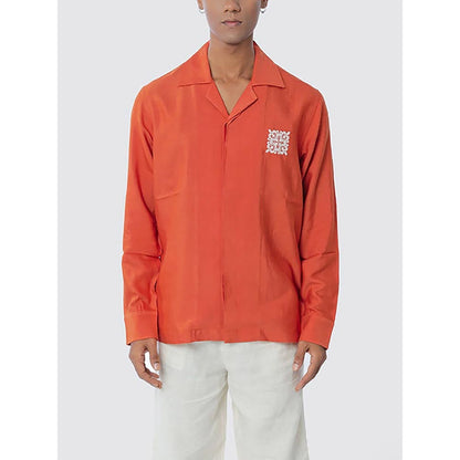 No Grey Area Orange Kolam Long Sleeve Shirt