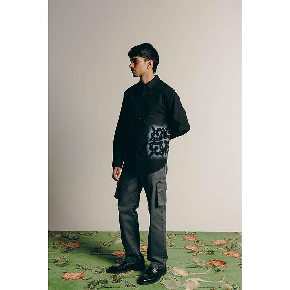 No Grey Area Green Kolam Sprayed Shirt