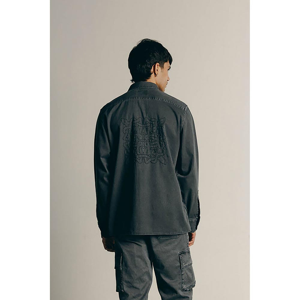 No Grey Area Black Kolam Twill Overshirt