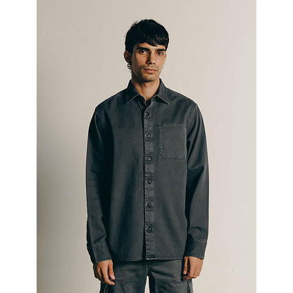 No Grey Area Black Kolam Twill Overshirt