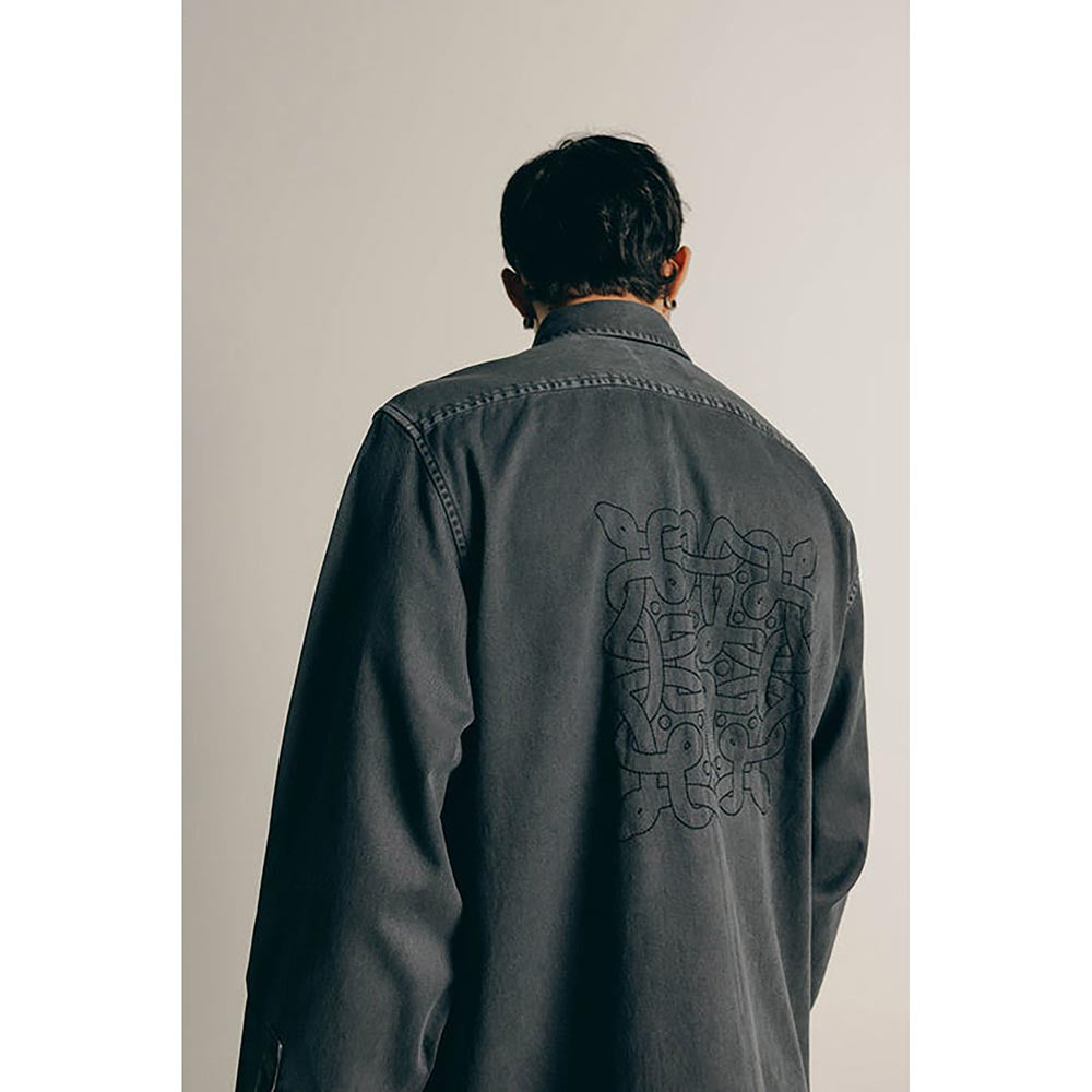 No Grey Area Black Kolam Twill Overshirt