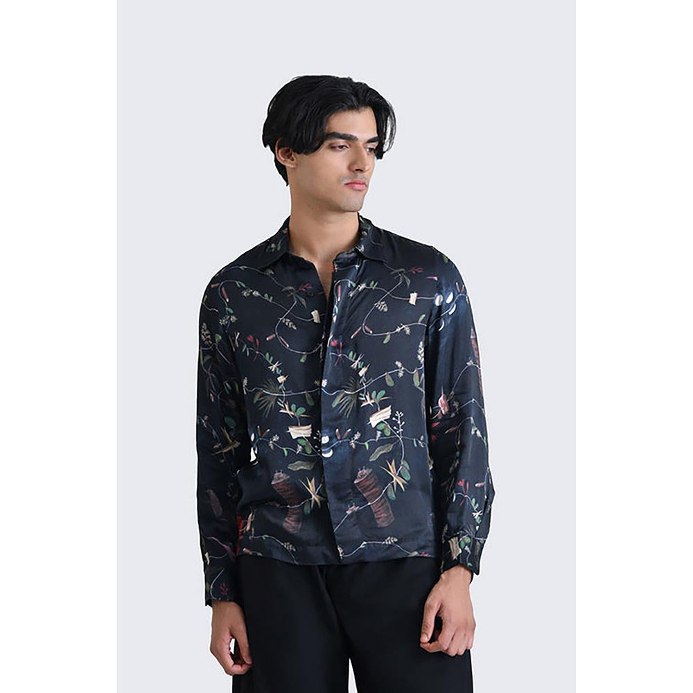 No Grey Area Navy Blue Maalai Boxy Shirt