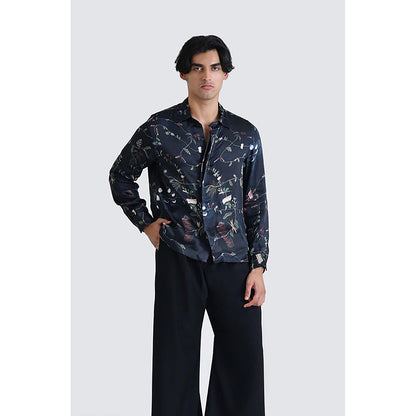 No Grey Area Navy Blue Maalai Boxy Shirt