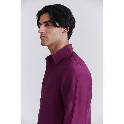 No Grey Area Purple Satin Boxy Shirt
