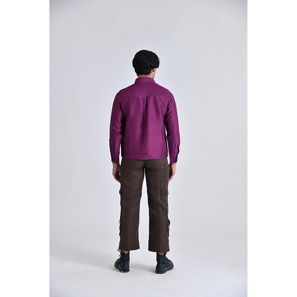 No Grey Area Purple Satin Boxy Shirt
