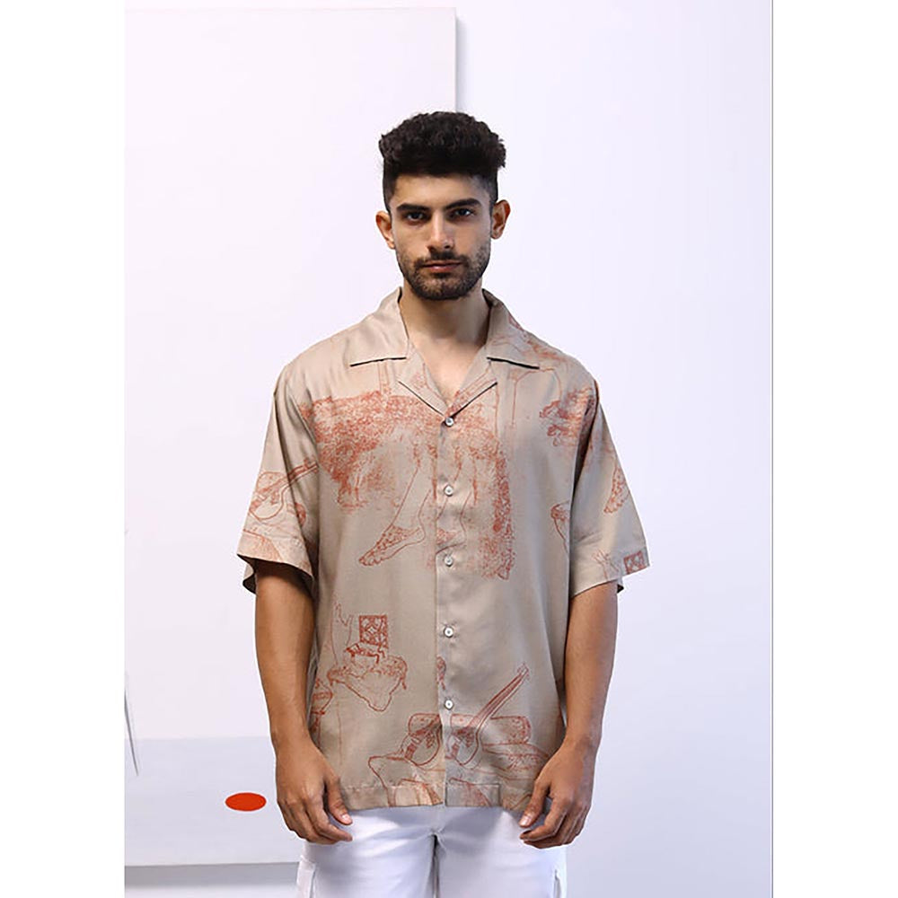 No Grey Area Beige Surrealist Outline Shirt