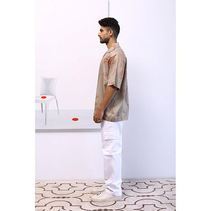 No Grey Area Beige Surrealist Outline Shirt