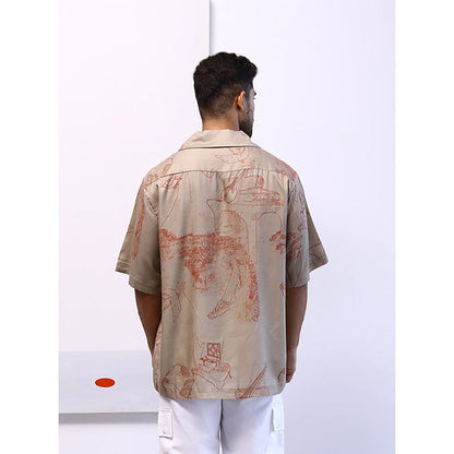 No Grey Area Beige Surrealist Outline Shirt