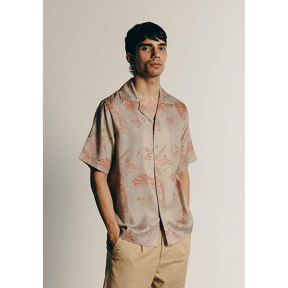 No Grey Area Beige Surrealist Outline Shirt