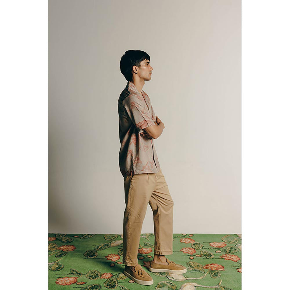 No Grey Area Beige Surrealist Outline Shirt