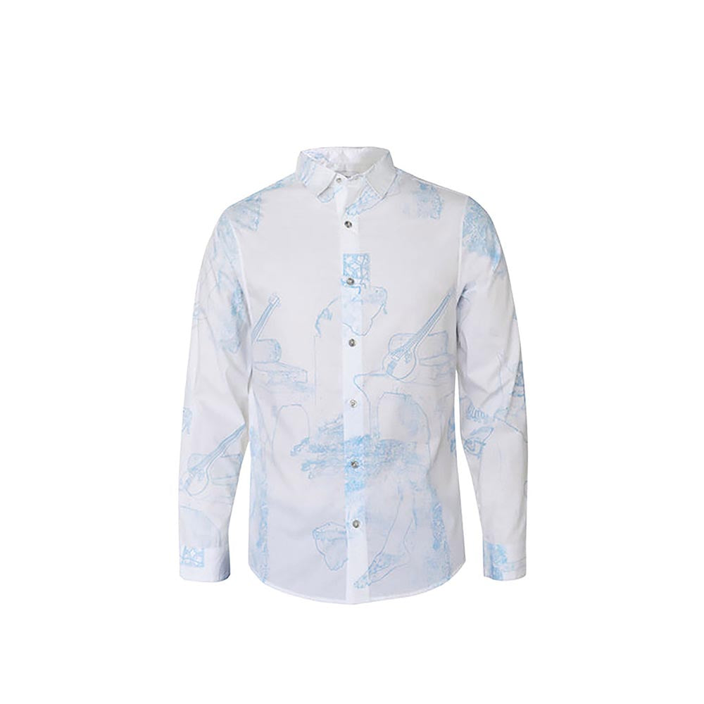 No Grey Area White Surrealist Outline Shirt